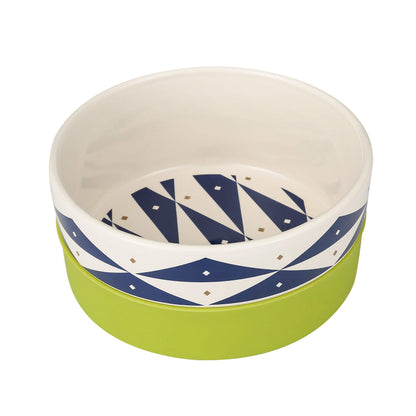 Now House for Pets by Jonathan Adler Oslo Duo Dog Bowl Medium Cute Ceramic Dog Food Bowl from Now House by Jonathan Adler for Water or Food 6 Inch Dog Bowl Green (FF16466)